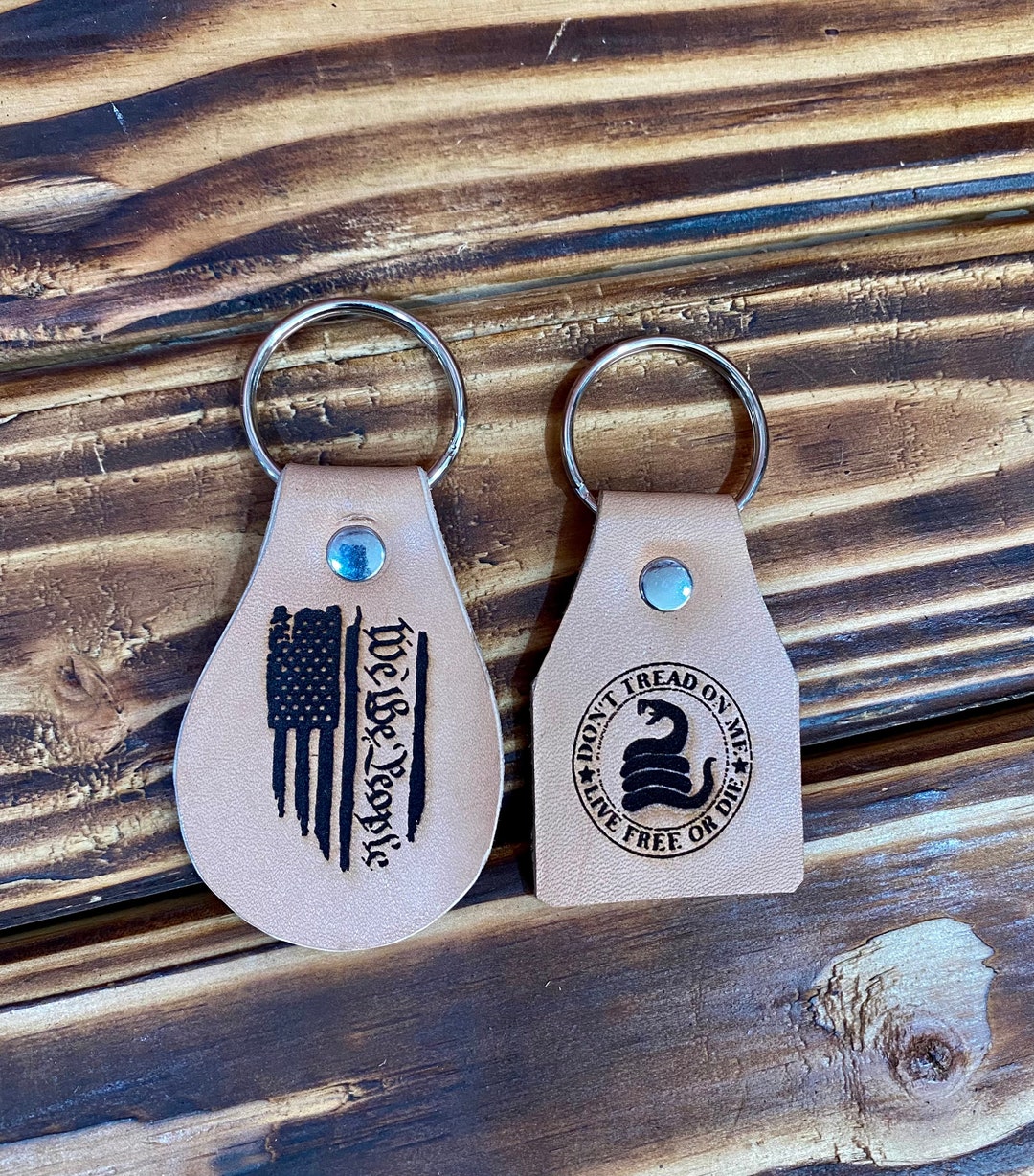 Government Keychains Pair of Leather Patriotic Keychains - Etsy