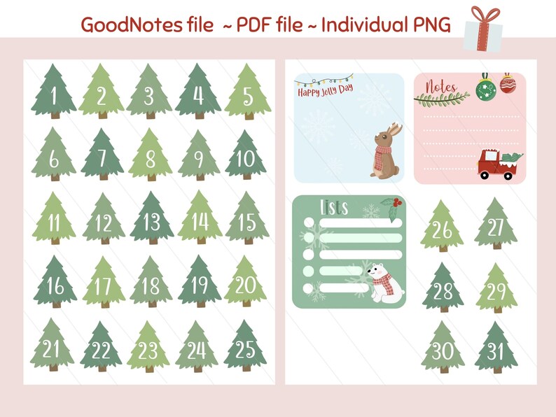 Digital Printable Christmas Goodnotes Sticker Goodnotes Etsy