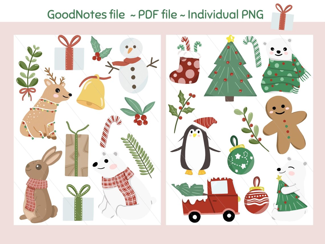 Digital Printable Christmas Goodnotes Sticker Goodnotes Etsy