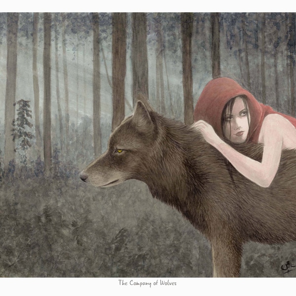 The Company of Wolves, Open Edition Print, Wolves, Red Riding Hood, Vic Bearcroft