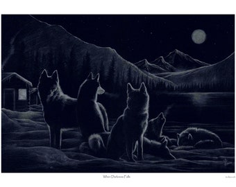 When Darkness Falls, Limited Edition Siberian Husky Print, by Vic Bearcroft