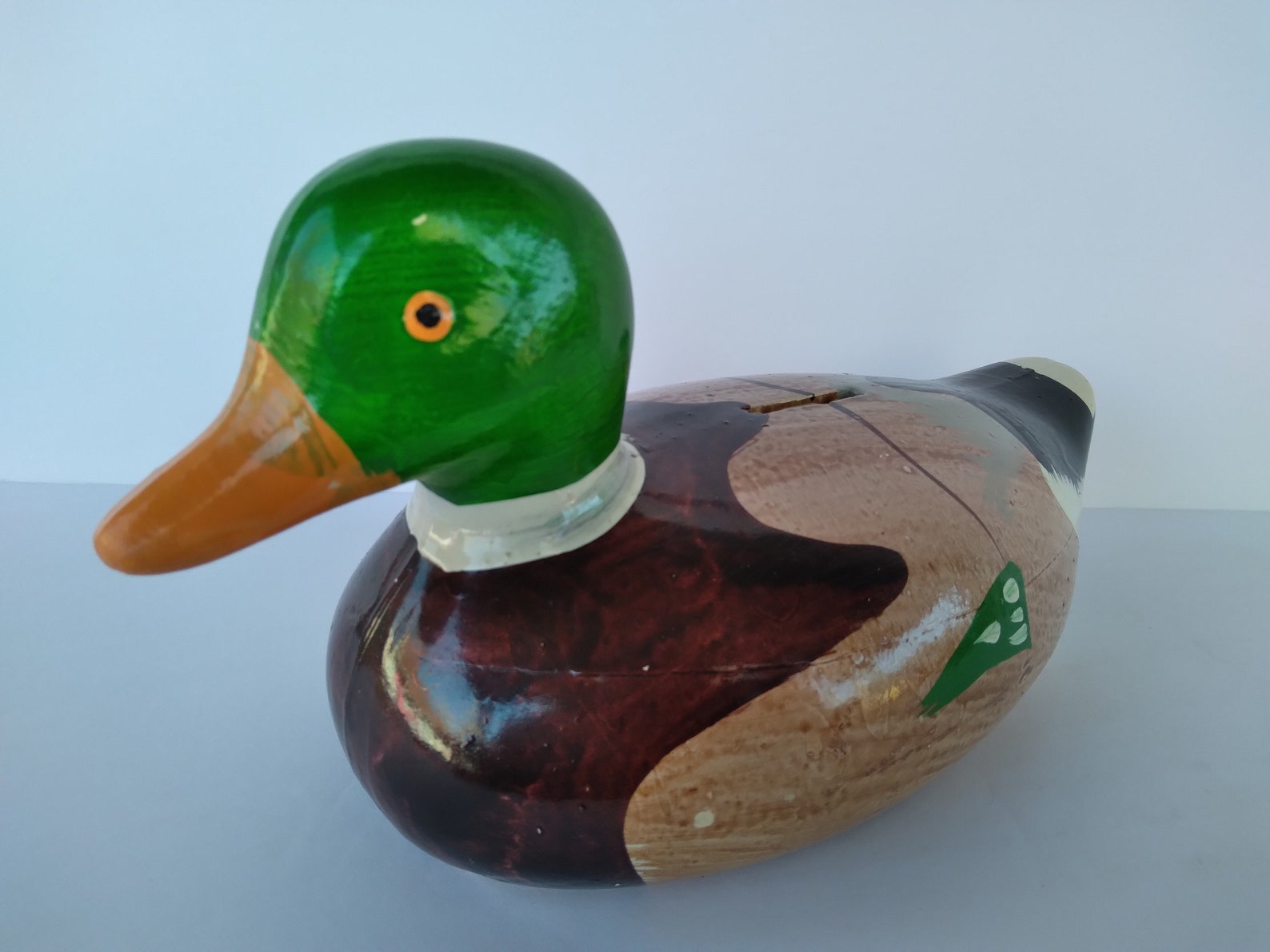 Vintage Ceramic Duck Coin Bank Hand Painted Duck Decoy Piggy Etsy