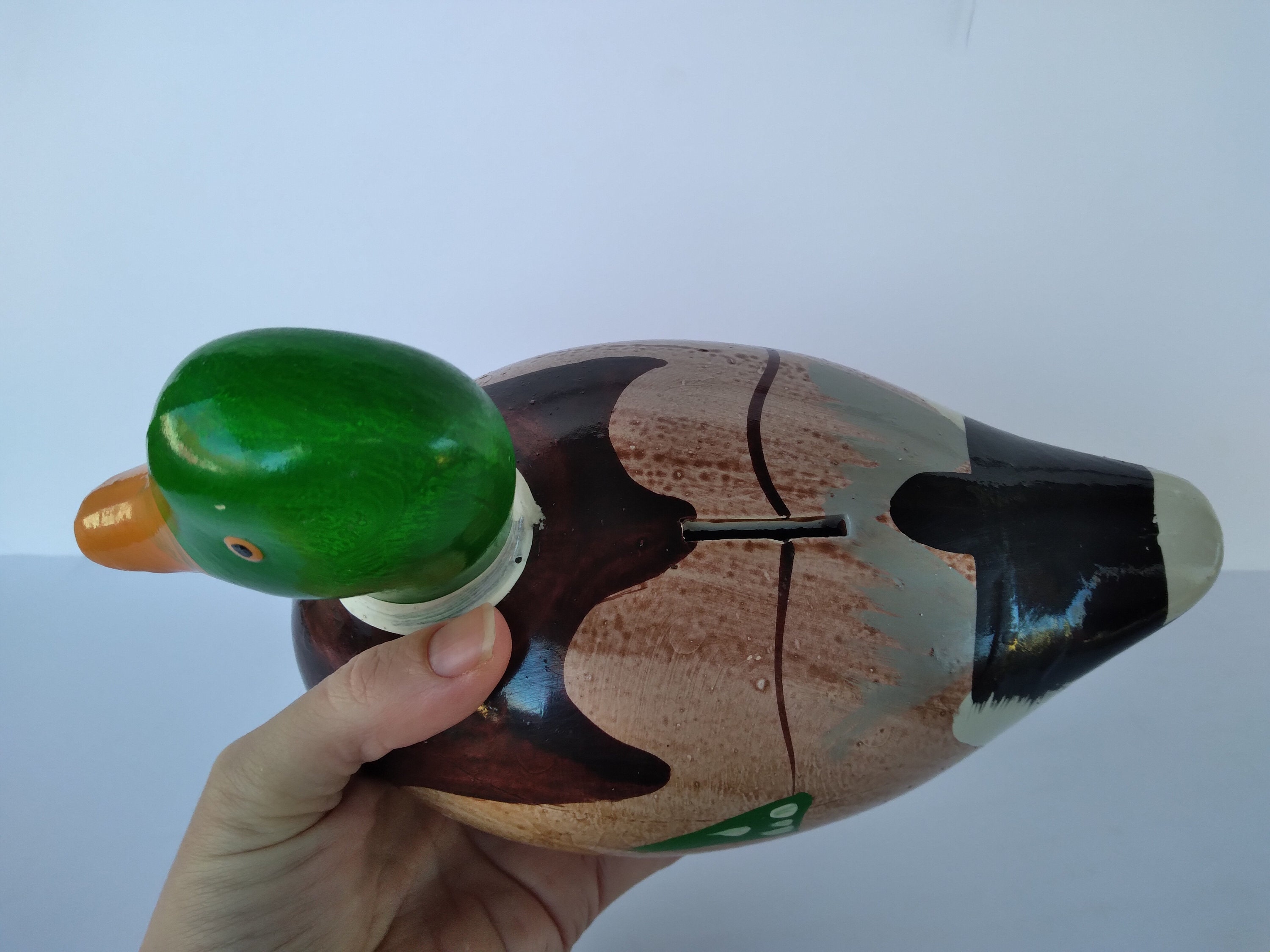 Vintage Ceramic Duck Coin Bank Hand Painted Duck Decoy Piggy Etsy