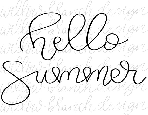 Hello Summer Hand Lettered Printable Instant Download Svg For Etsy