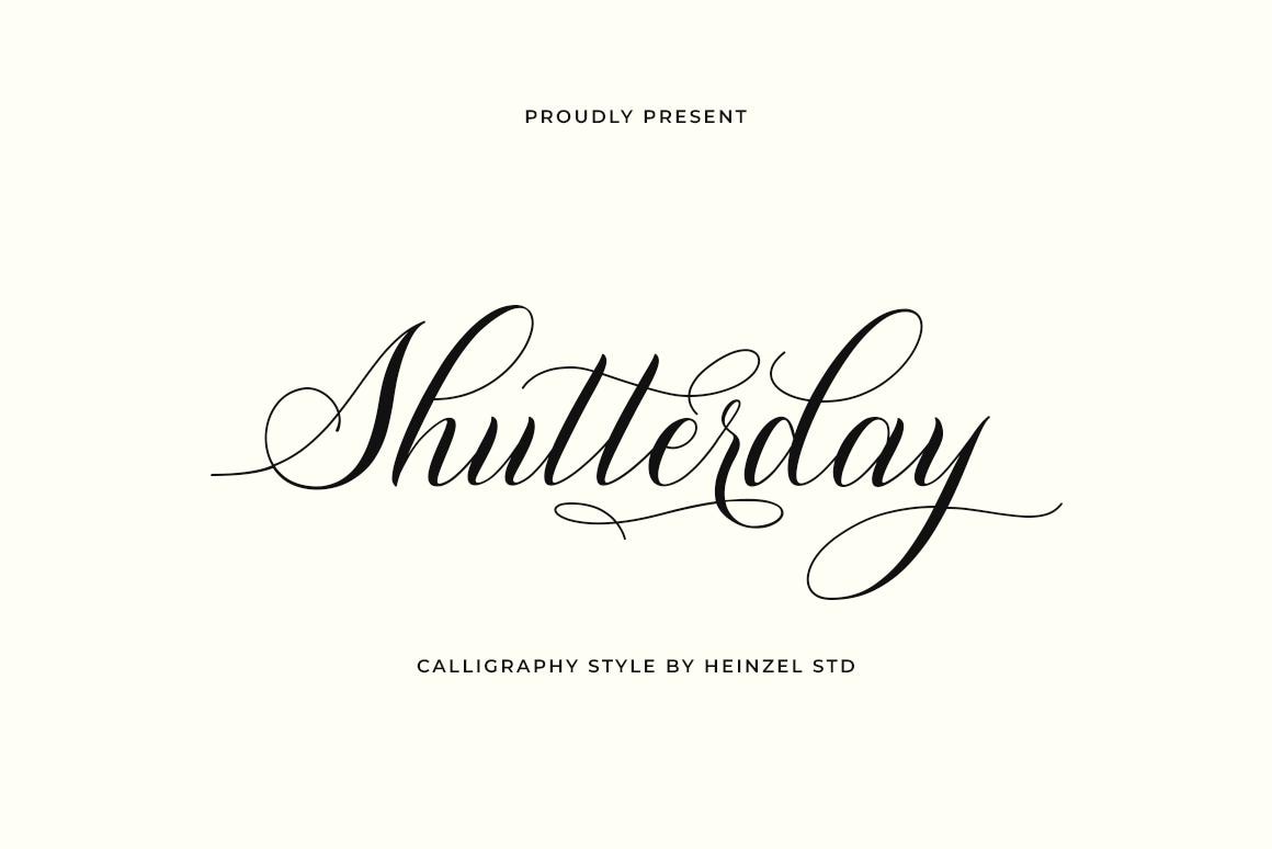 Calligraphy Script Font: Shutterday with Tails - Wedding & Cricut