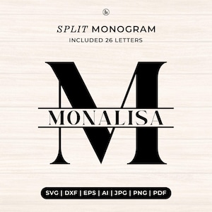Lot monogramme Svg fractionné, Svg lettre fractionné, Svg police monogramme, nom Svg, nom de famille Svg, usage commercial couper des fichiers Svg/PNG/Eps/Ai/Dxf
