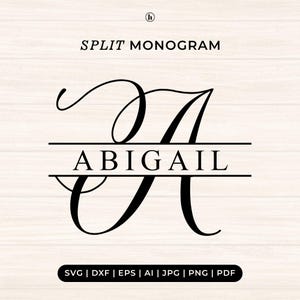 Paquete de Svg de monograma dividido, Svg de letra dividida, Svg de fuente de monograma, Svg de apellido, Svg de apellido, Archivos de corte para uso comercial Svg/Png/Eps/Ai/Dxf