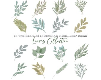 16 Cute Watercolor INSTAGRAM Highlight Icons, Floral digital Illustrations, for scrapbooking, cards & invitations making, planner stickers