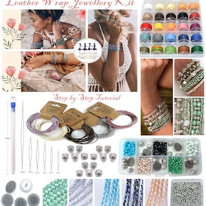 Metallic Leder Boho Makramee Wrap Kristallglas DIY Armband Schmuckherstellung Kit mit Video Tutorial Hobby für Jugendliche bis Erwachsene