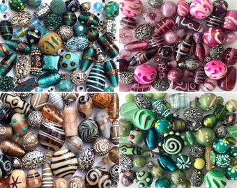 Jewellery making beads handmade Lampwork glass wood tibetan - 150g packs