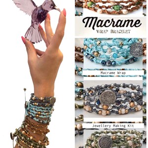 Kit de fabricación de joyas de macramé, pulsera en espiral y cuentas de cristal, juego de regalo artesanal para pasatiempo para niñas imagen 5