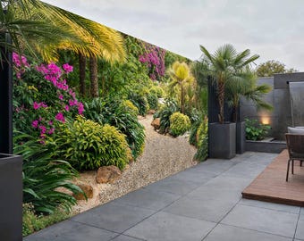 Kruidachtige rand Botanische verticale tuin muur muurschildering, wandtapijten en gordijn waterdicht buiten muur opknoping, tropische kunst decorideeën