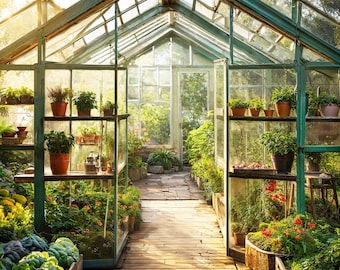 Greenhouse Potting Shed Mural Gardens 3D shower Curtain Tapestry Backdrops 3 metre