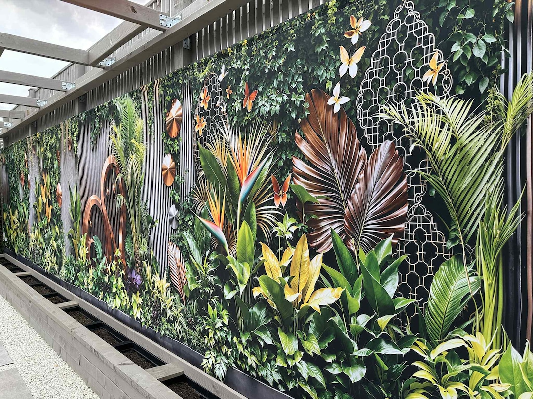 Modern Tropical Oasis Garden Tapestry Mural Backdrop Curtain Fence