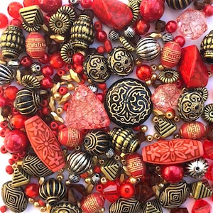 Schmuckherstellung Perlen Große 80g Packungen Acryl Gemischtes Sortiment Rot