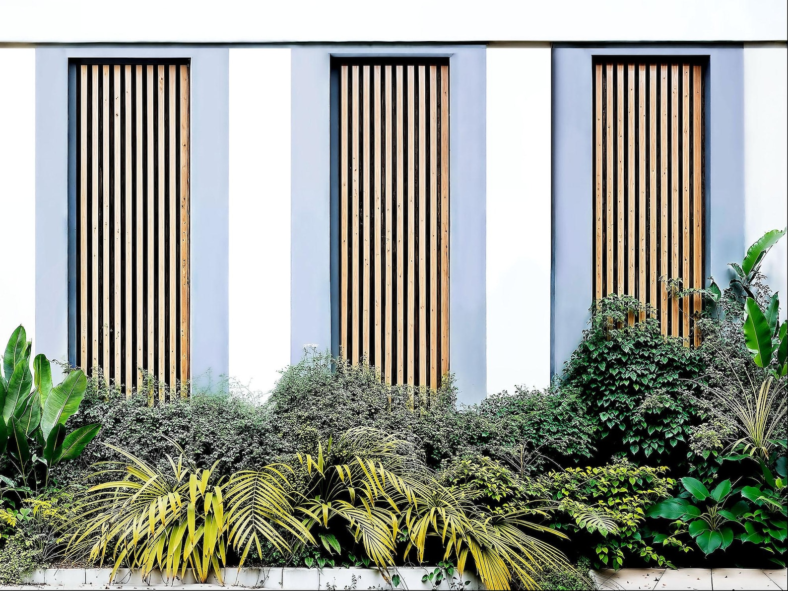 Slatted Urban Chic Wooden Slatted Fence Panel or Balcony Privacy Screen Mural ...