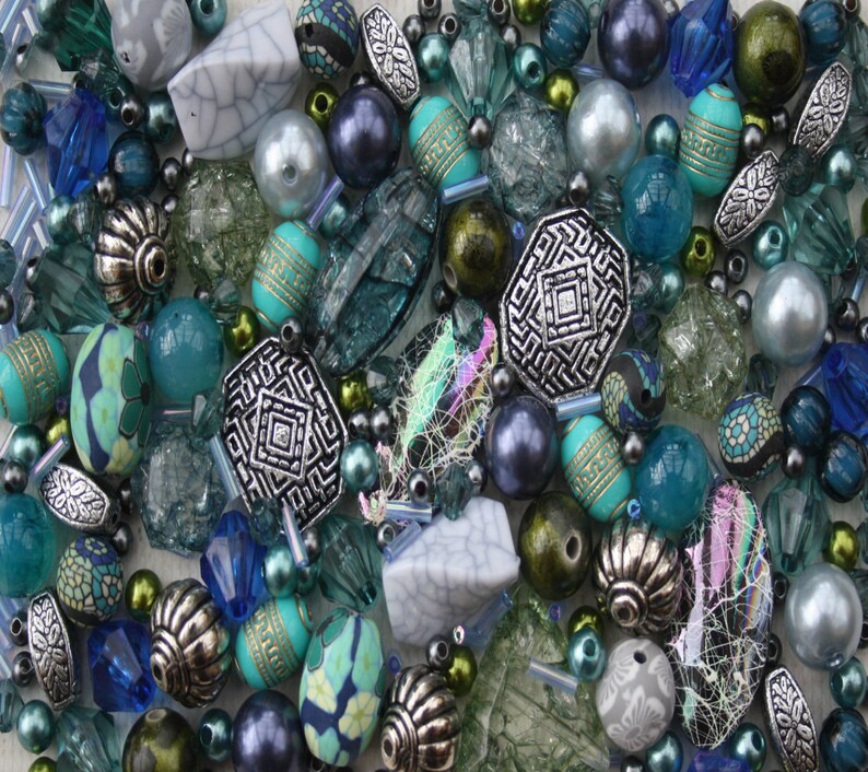 Schmuckherstellung Perlen Große 80g Packungen Acryl Gemischtes Sortiment Blau