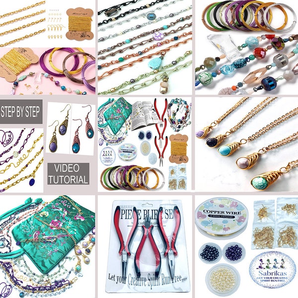Jewellery Making Kit Craft Wire Art DIY Necklace Bracelet Earrings Gift Set Teen Girls to Adults for Beginners with complete Video Tutorials