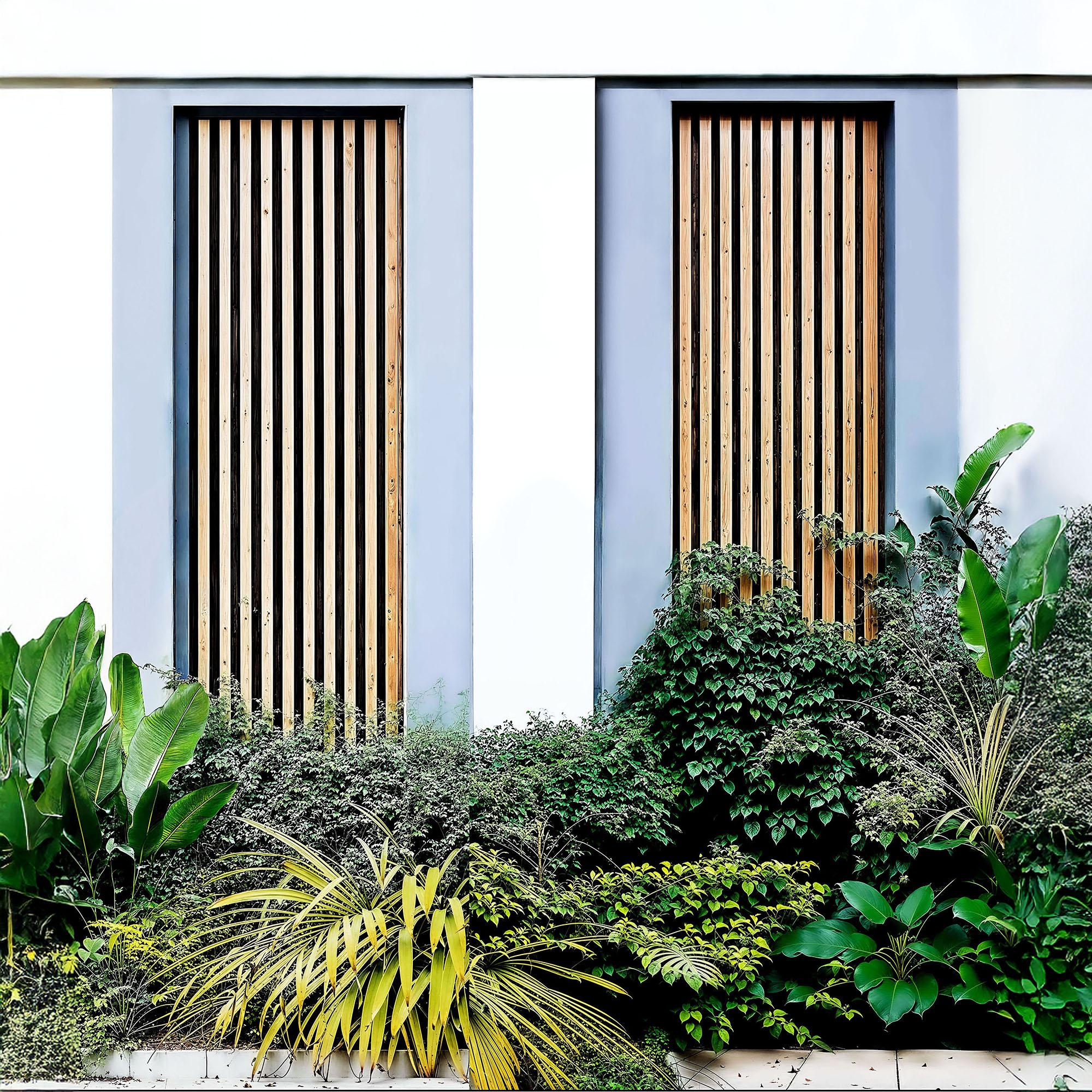 Slatted Urban Chic Wooden Slatted Fence Panel or Balcony Privacy Screen Mural ...