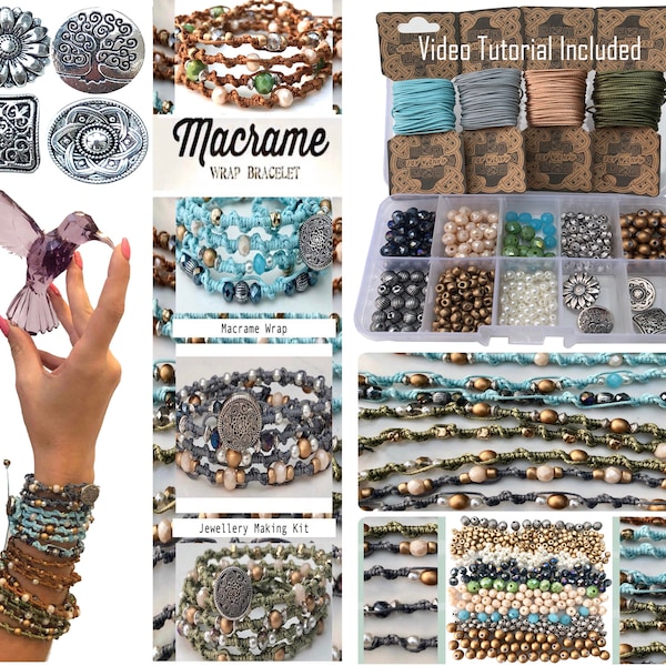 Kit de fabrication de bijoux en macramé, bracelet spiralé et perles de verre en cristal, passe-temps pour filles, bricolage, coffret cadeau