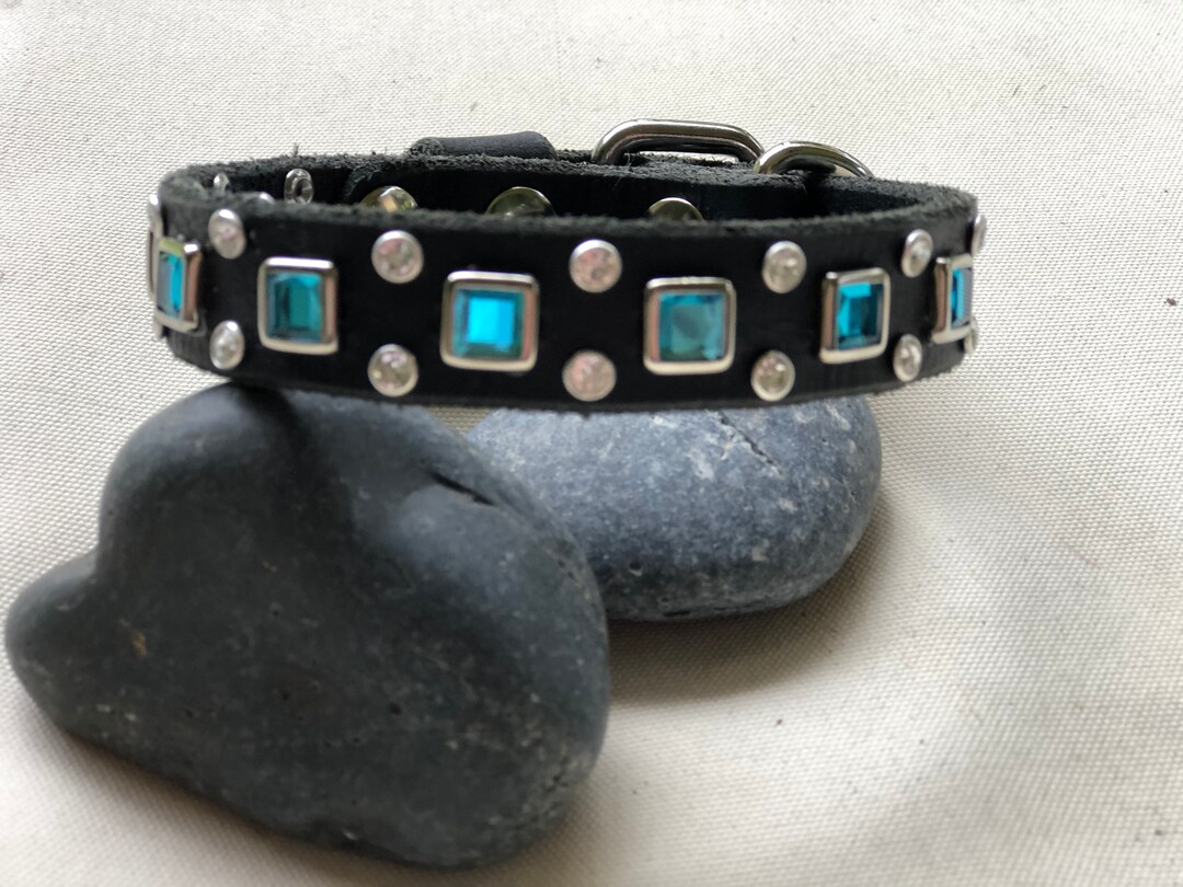 Hootmall Strass Hundehalsband – 5-reihig Mit Kristallsteinen, PU Leder Für Große Hunde