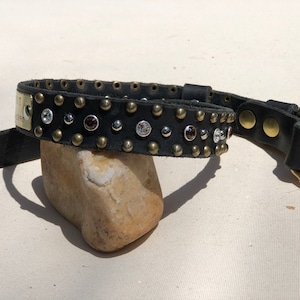 Personalized Swarovski Crystal Leather Dog Collar  1&quot; inch wide, For Dog Lover, Custom leather Collar,