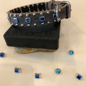 Luxury Custom Leather Dog Collar with Crystals  1&quot;inch Wide  Great for Dogs, Dogs Lover, Mather&#39;s & Father&#39;s day Gift