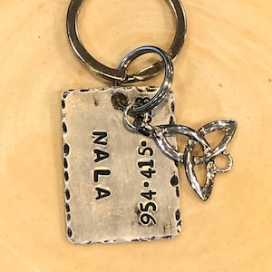 Military Dog Tag,Personalized Military ID Tag with Celtic Trefoil Trinity Knot Charm , Hand Stamped Rectangle Dog Tag,  Pet ID,