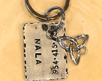 Etiqueta de perro militar, etiqueta de identificación militar personalizada con dije de nudo de trinidad de trébol celta, etiqueta de perro rectangular estampada a mano, identificación de mascota,