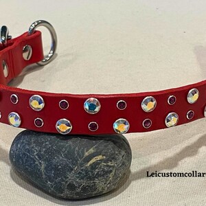 Crystal dog collar, X-Small Dog collar, Leather Collar, 3/4&quot; Wide Custom Collar. Small Collar, Pink collar, Purple collar, Turquoise Collar