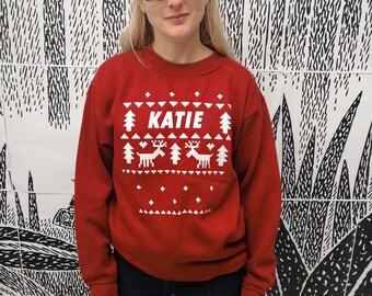 Personalized Christmas Jumpers - Great for Presents - Adults Unisex and Kids Sizes - Please use the drop down