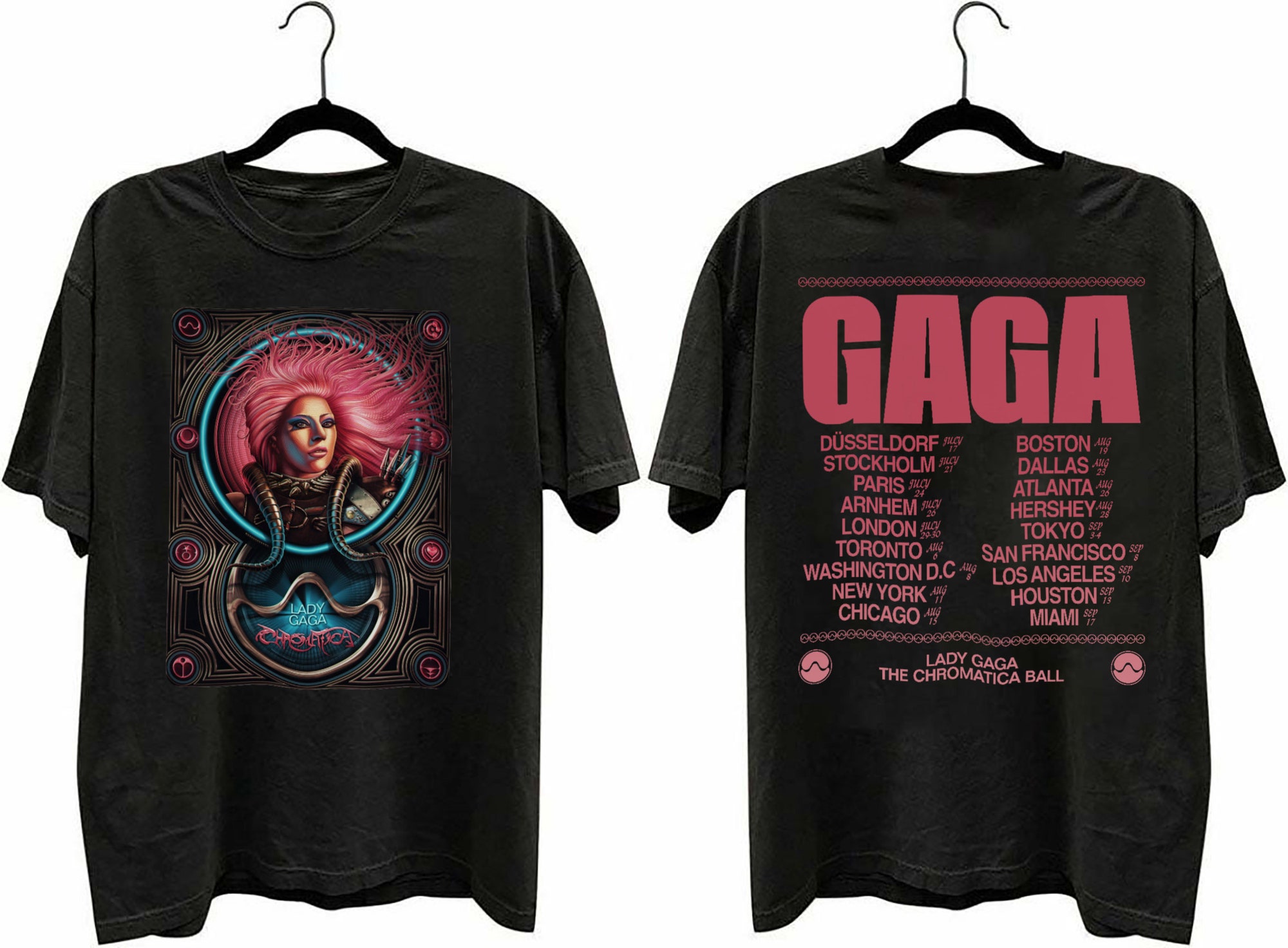 Discover Lady Gaga Chromatica Ball Tour zweiseitiges T-Shirt