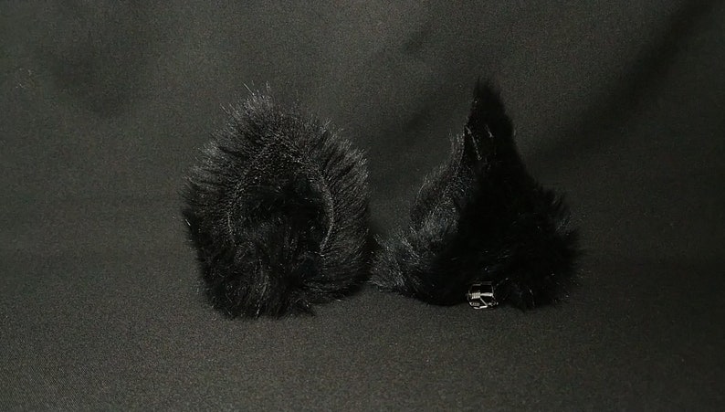 Black Nekomimi cat ears with hair clip made in Japan image 2