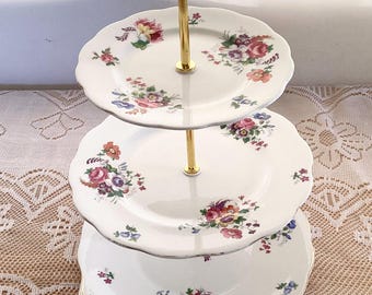 Vintage Floral Three-Tier Cake Stand English Tea Party Display Afternoon Birthday All Celebrations
