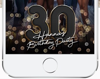 Birthday Snapchat Filter Birthday Snapchat Geofilter Birthday Snapchat Birthday Snap Chat Party Black Gold Balloon Font Bokeh
