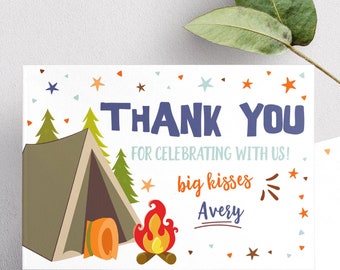 Outdoor Camping Personalized Party Thank You Cards