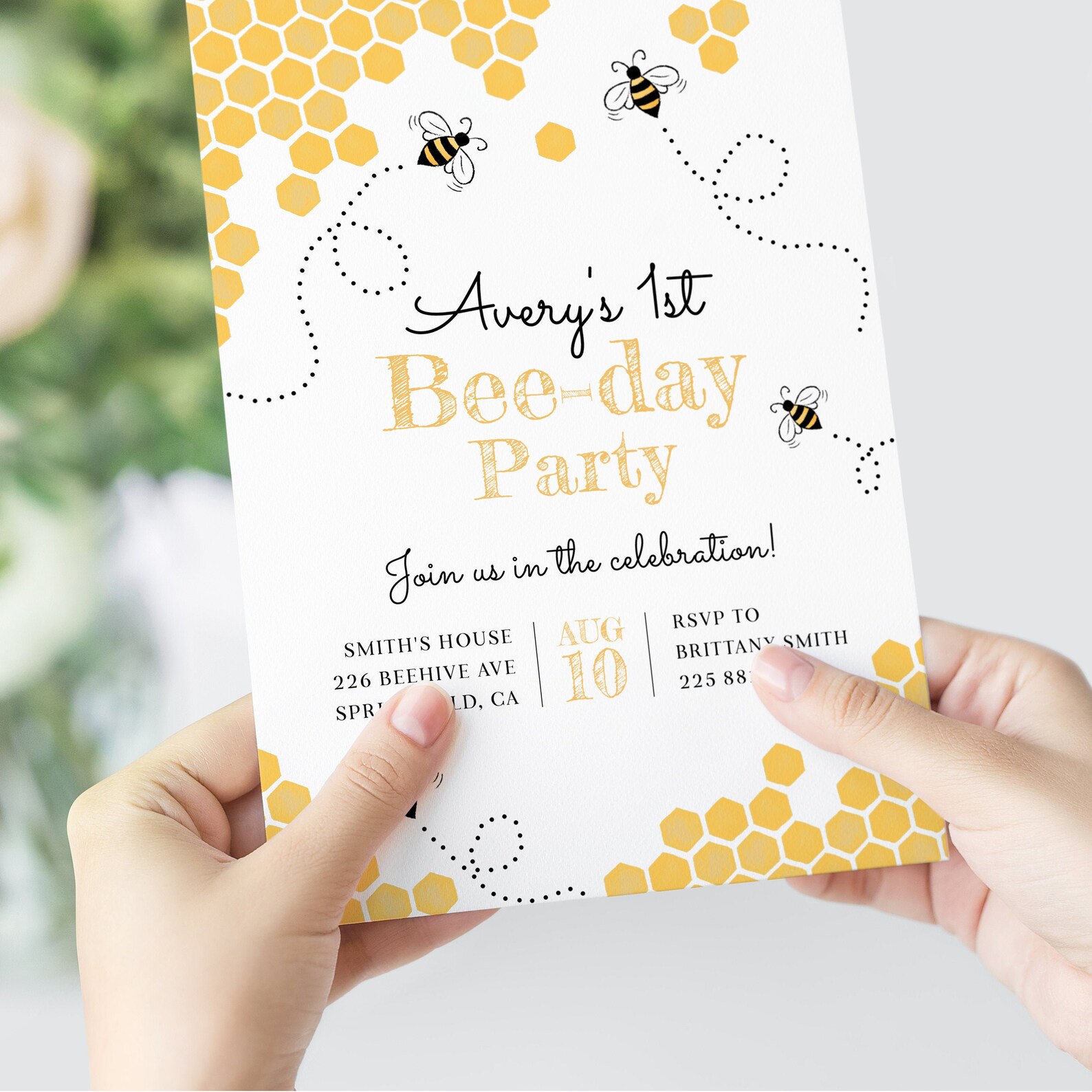 Bee Day Invite Template Bumble Bee Birthday Invitation | Etsy
