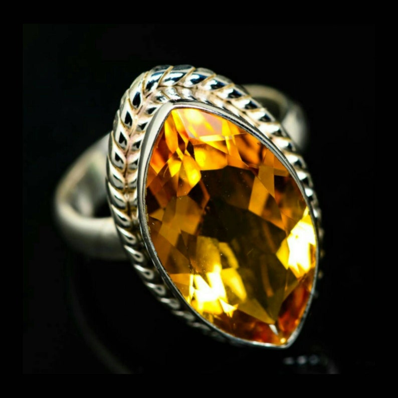 Gift For Mother, Sterling Ring Natural Citrine in 925 Sterling Silver Boho Ring Silver Ring Citrine Ring