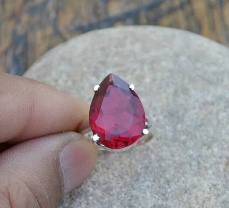 Free Shipping Garnet Ring Sale Ring Indian Artisans, Designer Indian Handmade Ring Sterling Silver Ring