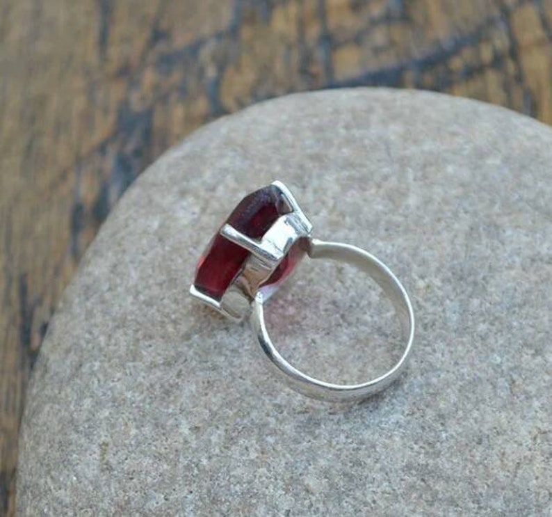 Free Shipping Garnet Ring Sale Ring Indian Artisans, Designer Indian Handmade Ring Sterling Silver Ring