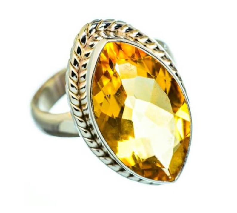 Gift For Mother, Sterling Ring Natural Citrine in 925 Sterling Silver Boho Ring Silver Ring Citrine Ring