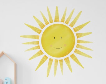 Cute Sun Wall Decal for Kids Room, Nursery Sun Wall Stickers, Sun Wall Decor, Playroom Wall Decals