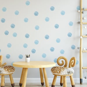 Light Blue Watercolor Polka Dots Wall Decals, Confetti Wall Stickers, Boy Room Stickers, Blue Nursery Decor,