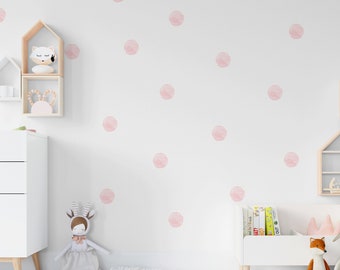 Rosa Aquarell Polka Dots Wandtattoo, Konfetti Wandaufkleber, Mädchenzimmer Aufkleber, Rosa Kinderzimmer Dekor, Wandtattoo Spielzimmer