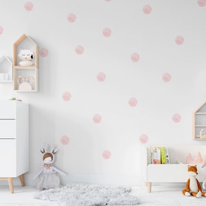 Pink Watercolor Polka Dots Wall Decals, Confetti Wall Stickers, Girl Room Stickers, Pink Nursery Decor, Playroom Wall Decal