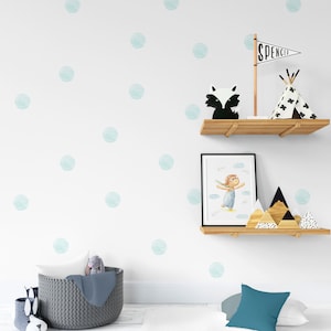 Light Blue Watercolor Polka Dots Wall Decals, Aqua Blue Confetti Wall Stickers, Boy Room Stickers, Blue Nursery Decor, Playroom Wall Decal