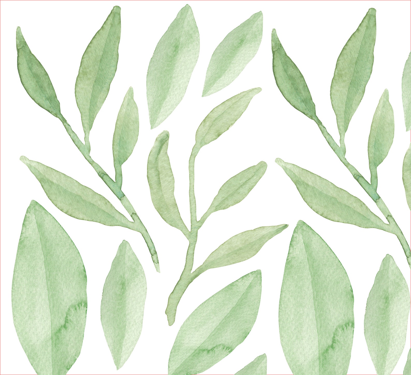 Sage Green Leaves Wall Decals Greenery Wall Stickers Boho Etsy