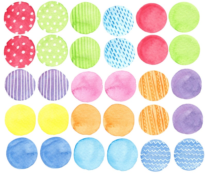 Watercolor Rainbow Polka Dot Wall Decals Bright and Colorful Etsy