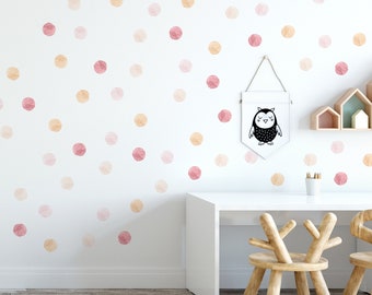 Polka Dot Wall Decals - 48 Watercolor Pink Dot Stickers, Removable Nursery & Kids Room Decor, DIY Wall Stickers - View #10