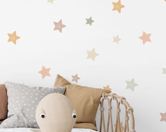 Neutral Pastel Stars Wall Decals, Kids Room Wall Stickers, Nursery Wall Decal, Playroom Wall Decor, Star Decals